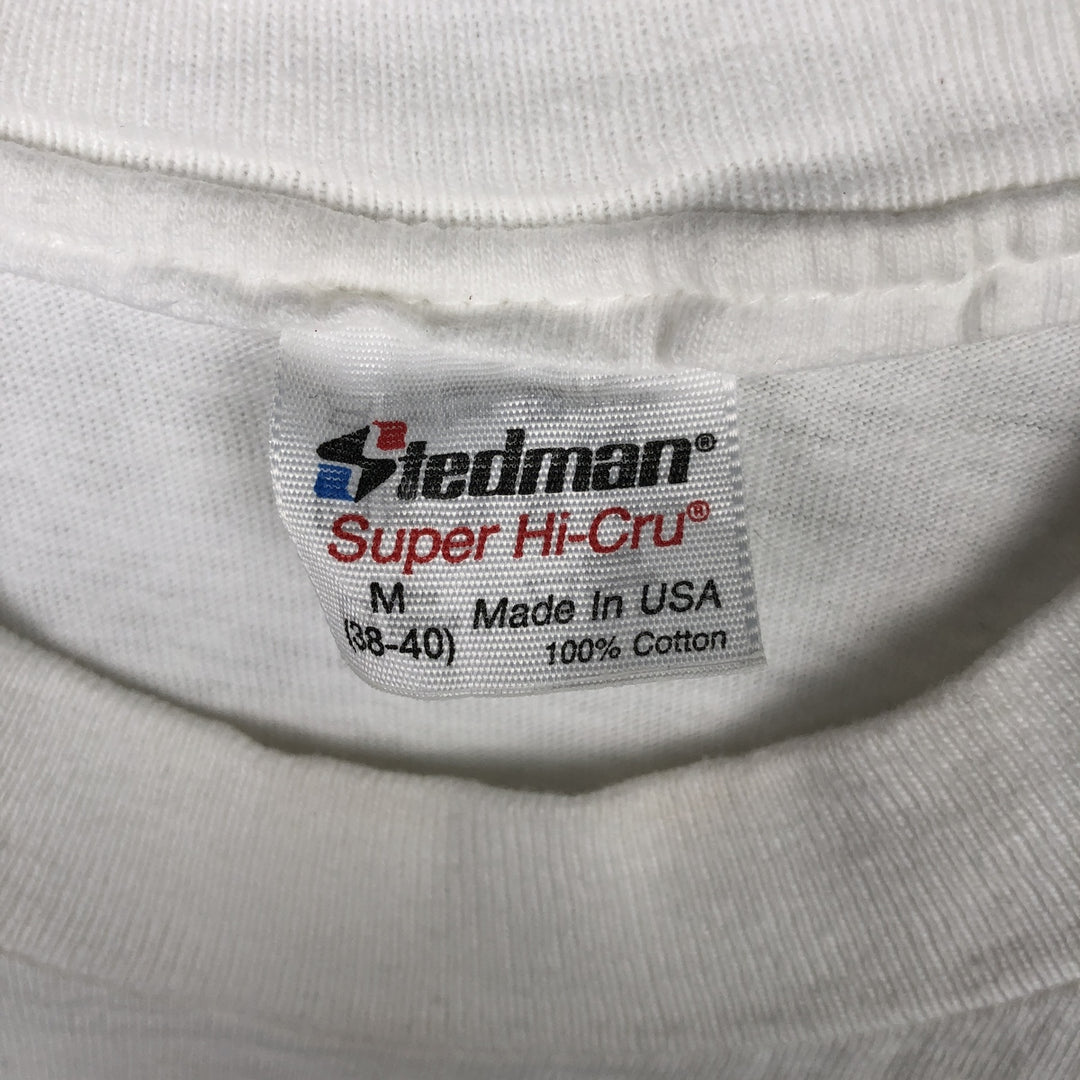 80'S Stedman Jansport Print T-Shirt, Made in USA, Men's Size M (Equivalent), Vintage cotton white type Vintage Second Hand