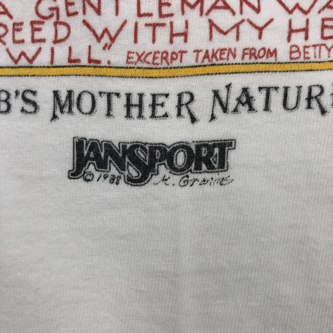 80'S Stedman Jansport Print T-Shirt, Made in USA, Men's Size M (Equivalent), Vintage cotton white type Vintage Second Hand