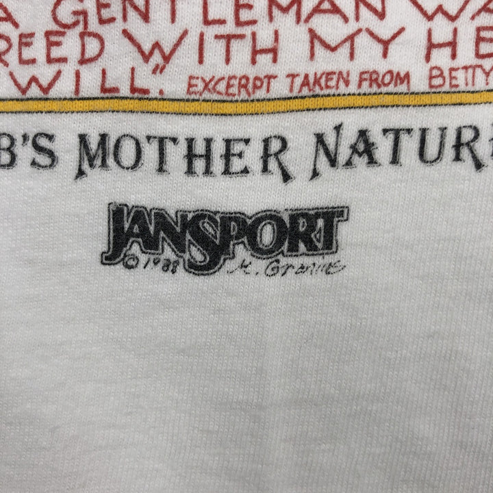 80'S Stedman Jansport Print T-Shirt, Made in USA, Men's Size M (Equivalent), Vintage cotton white type Vintage Second Hand