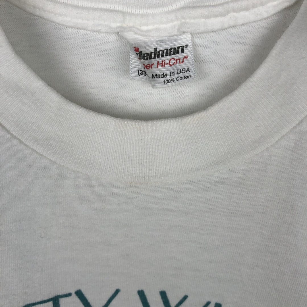 80'S Stedman Jansport Print T-Shirt, Made in USA, Men's Size M (Equivalent), Vintage cotton white type Vintage Second Hand