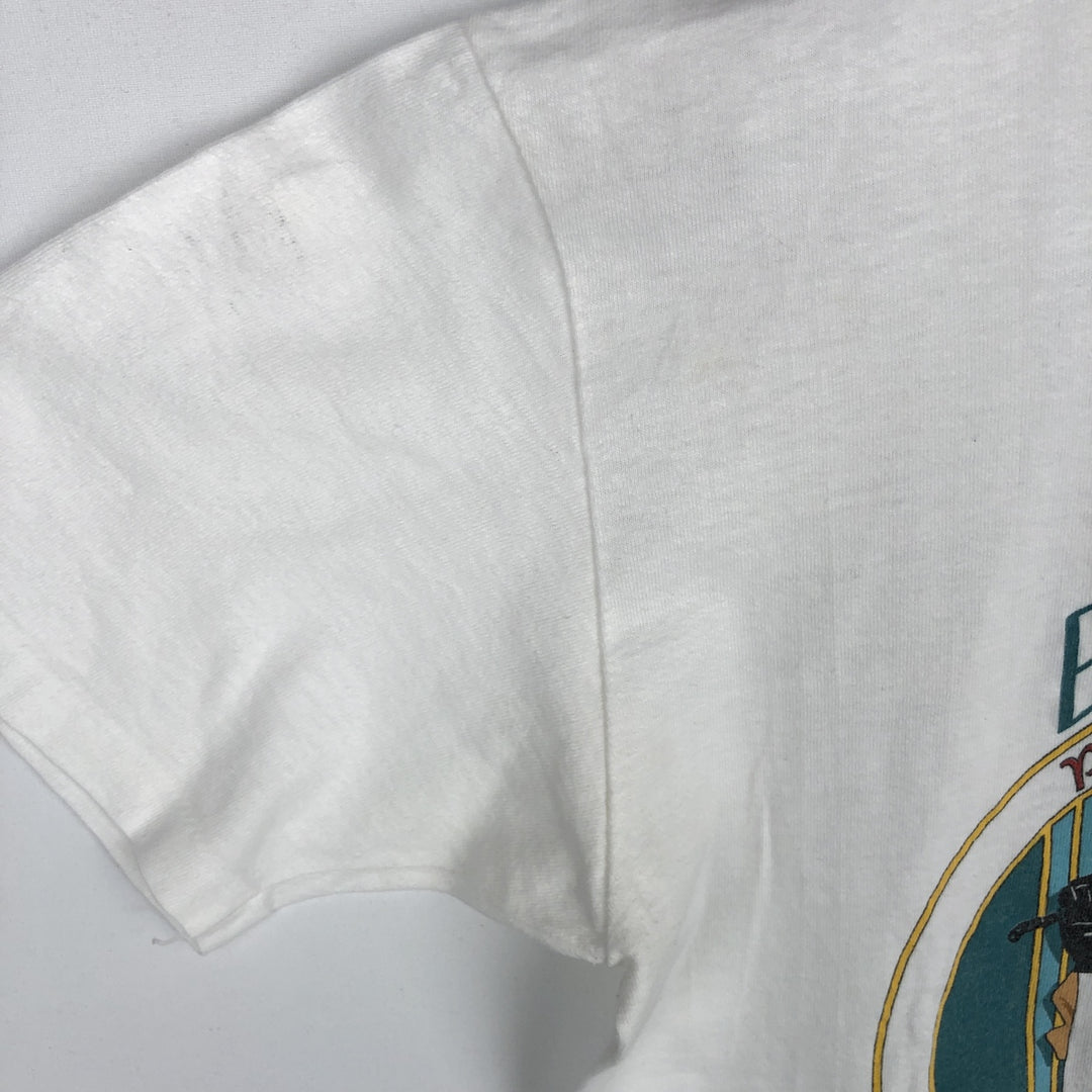 80'S Stedman Jansport Print T-Shirt, Made in USA, Men's Size M (Equivalent), Vintage cotton white type Vintage Second Hand
