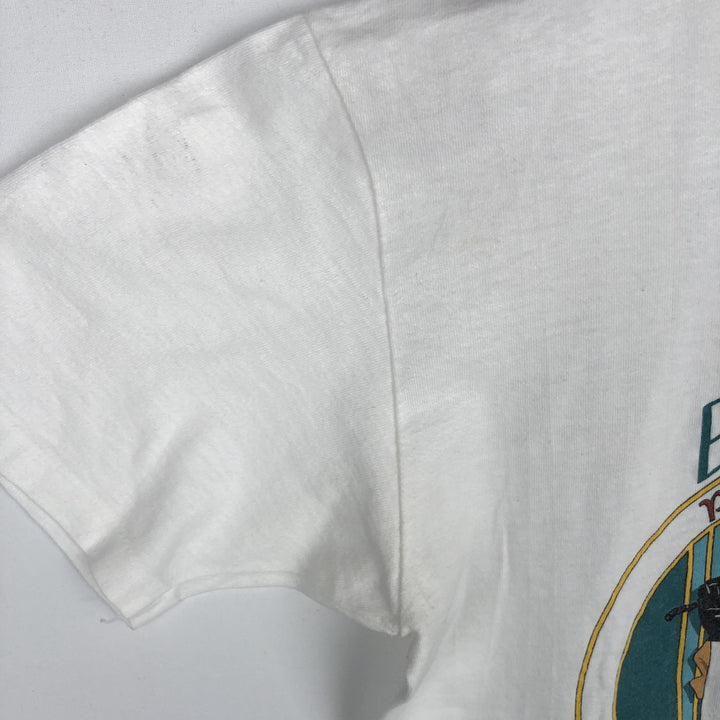 80'S Stedman Jansport Print T-Shirt, Made in USA, Men's Size M (Equivalent), Vintage cotton white type Vintage Second Hand