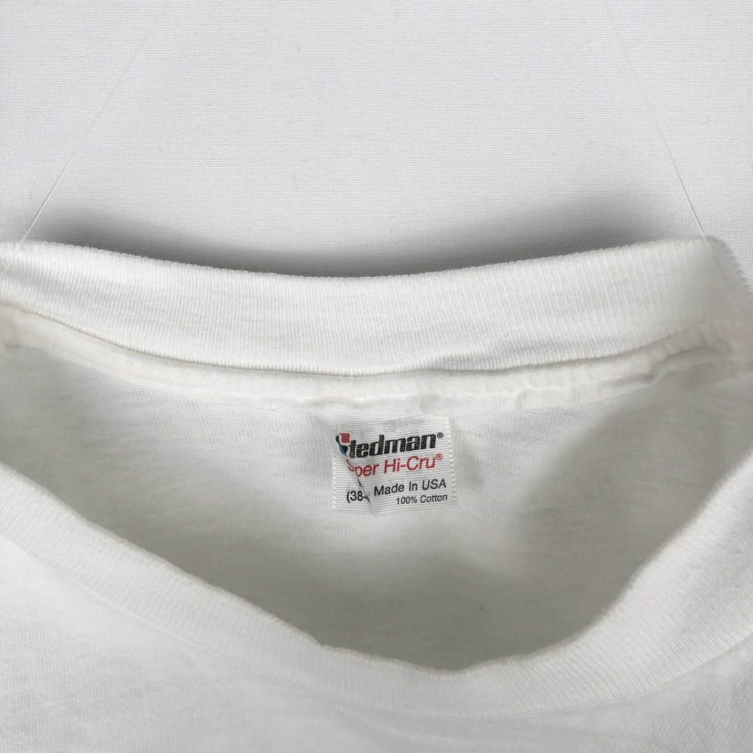 80'S Stedman Jansport Print T-Shirt, Made in USA, Men's Size M (Equivalent), Vintage cotton white type Vintage Second Hand
