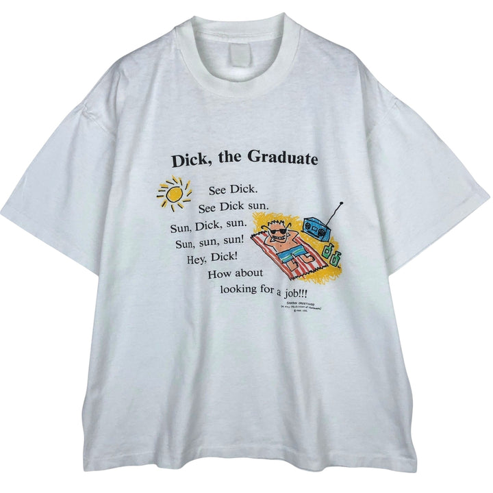 ~90'S SHOEBOX GREETINGS Message Print T-Shirt, Men's Size L (Equivalent), Vintage unclear white type Vintage Second Hand
