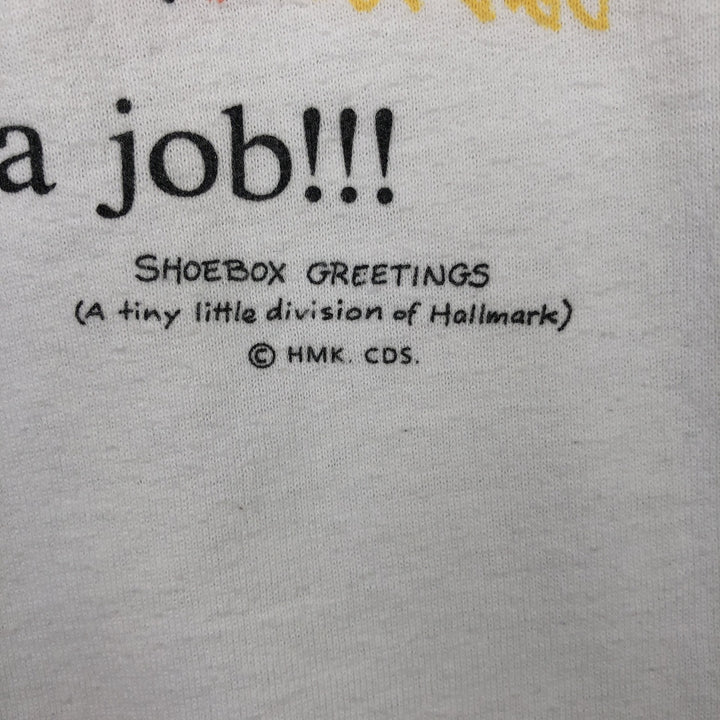 ~90'S SHOEBOX GREETINGS Message Print T-Shirt, Men's Size L (Equivalent), Vintage unclear white type Vintage Second Hand