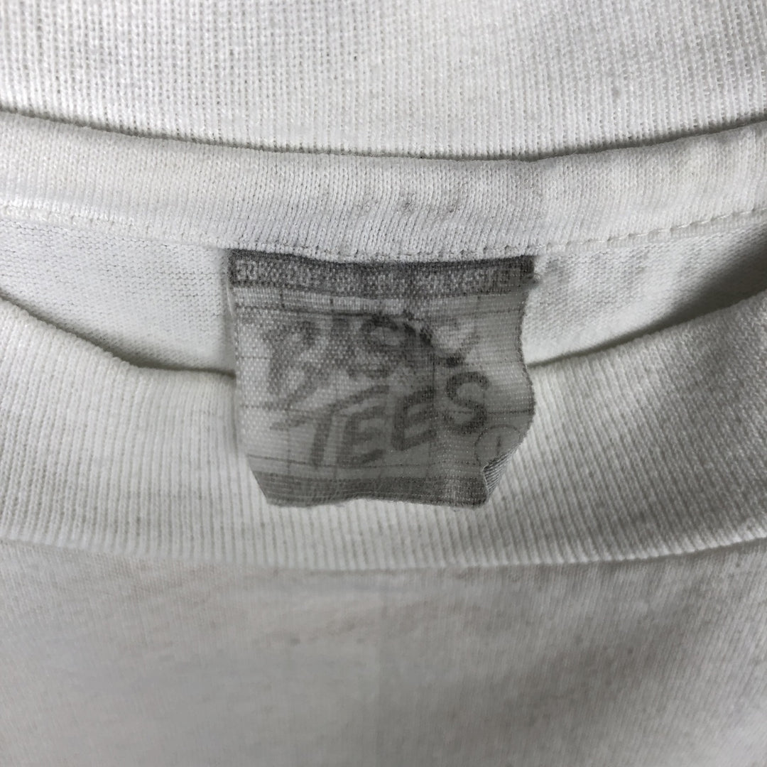 BASIC TEES Large Print Military Print T-Shirt, Made in USA, Men's Size L (Equivalent), Single Stitch cotton white type Vintage Second Hand