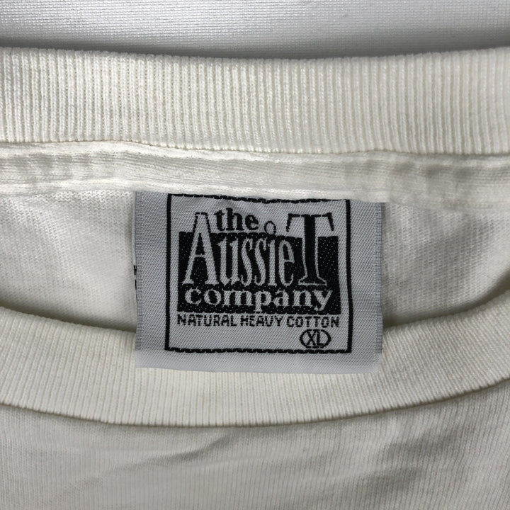 90'S The Aussie T Company Message Print T-Shirt, Made in USA, Men's XL equivalent, Vintage cotton white type Vintage Second Hand
