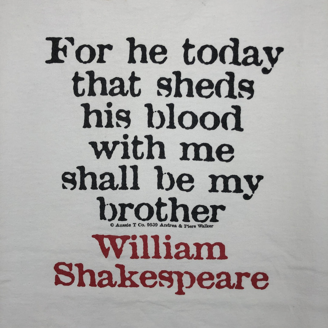 90'S The Aussie T Company Message Print T-Shirt, Made in USA, Men's XL equivalent, Vintage cotton white type Vintage Second Hand