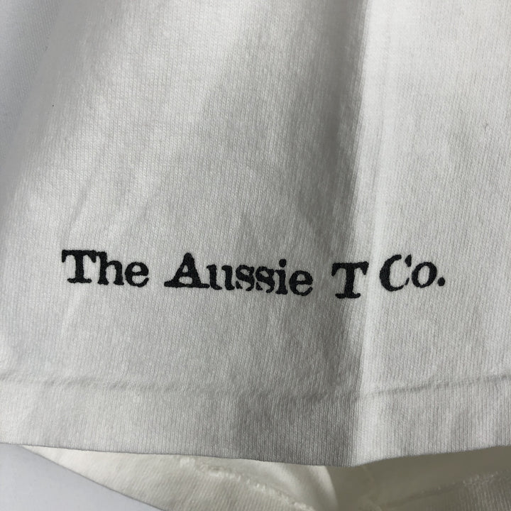 90'S The Aussie T Company Message Print T-Shirt, Made in USA, Men's XL equivalent, Vintage cotton white type Vintage Second Hand