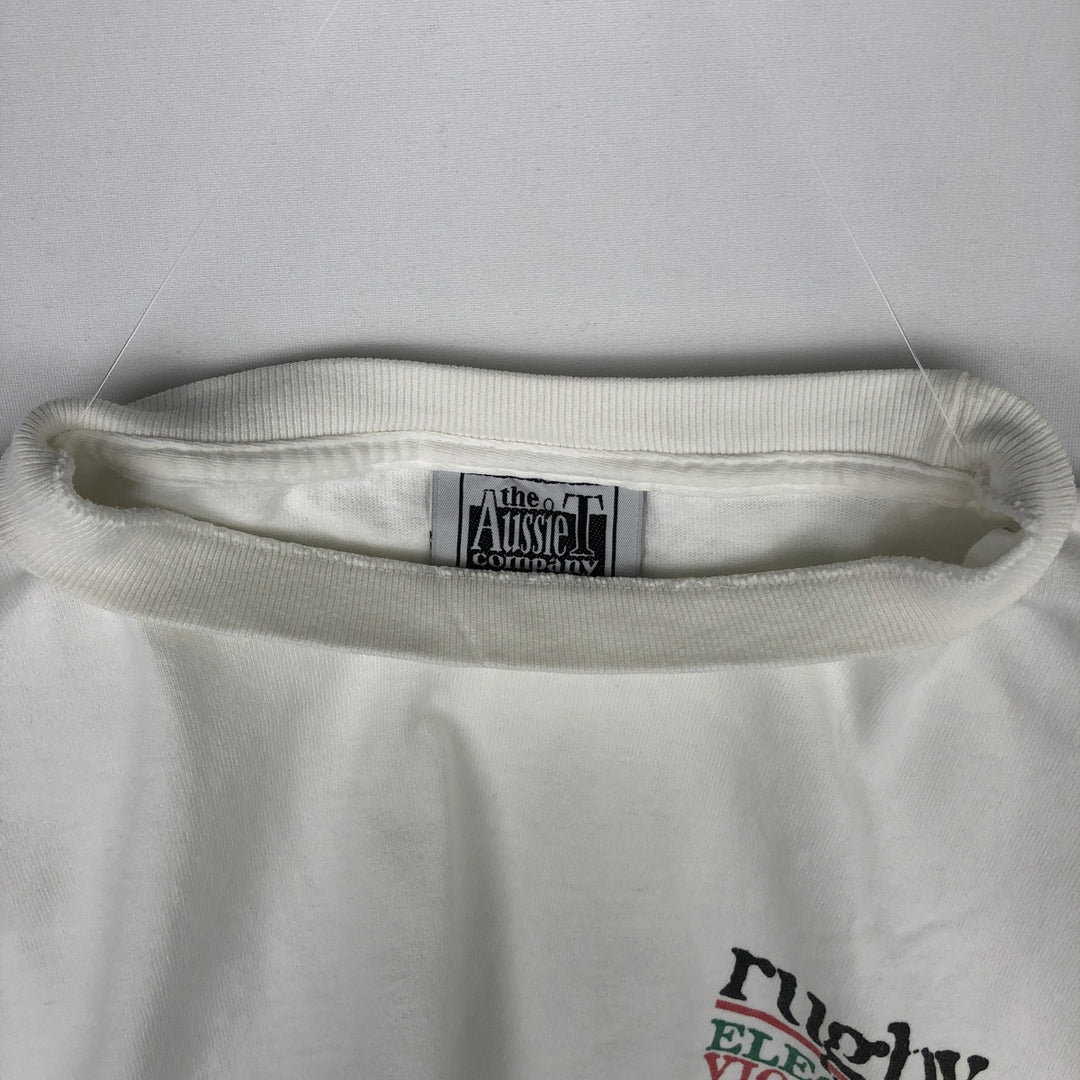 90'S The Aussie T Company Message Print T-Shirt, Made in USA, Men's XL equivalent, Vintage cotton white type Vintage Second Hand
