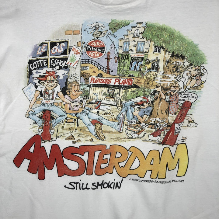90'S TIZZIT AMSTERDAM erotic print t-shirt, men's size XL equivalent, vintage. cotton white type Vintage Second Hand