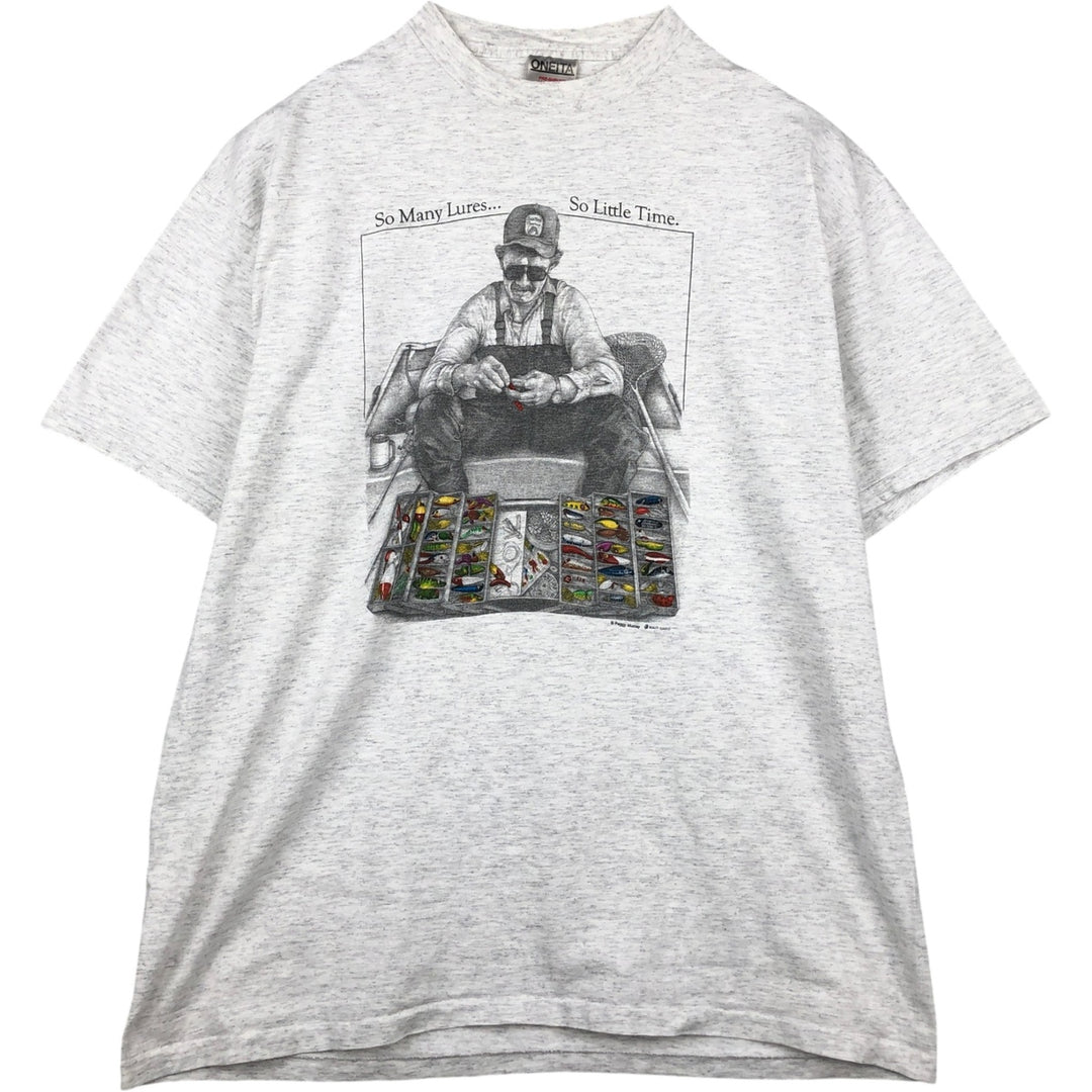 90'S ONEITA Peggy Murray Art T-Shirt, Made in USA, Men's XXL equivalent, Vintage cotton gray type Vintage Second Hand