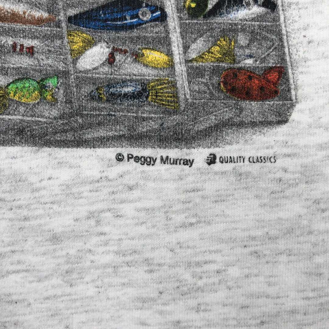 90'S ONEITA Peggy Murray Art T-Shirt, Made in USA, Men's XXL equivalent, Vintage cotton gray type Vintage Second Hand