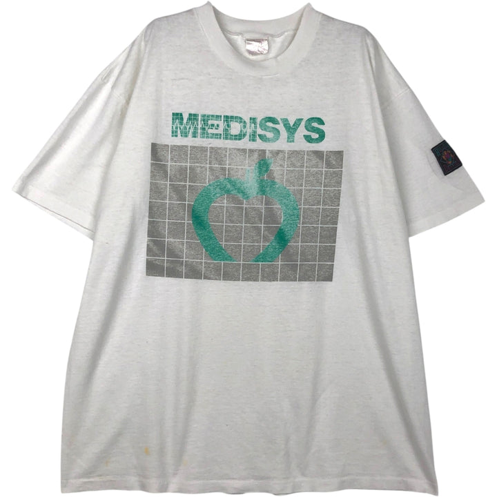 90'S HUMEUR DESIGN MEDISYS Advertising T-shirt, Men's XL equivalent, Vintage unclear white type Vintage Second Hand