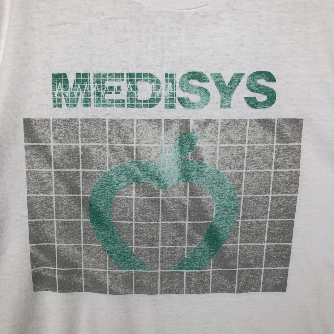 90'S HUMEUR DESIGN MEDISYS Advertising T-shirt, Men's XL equivalent, Vintage unclear white type Vintage Second Hand