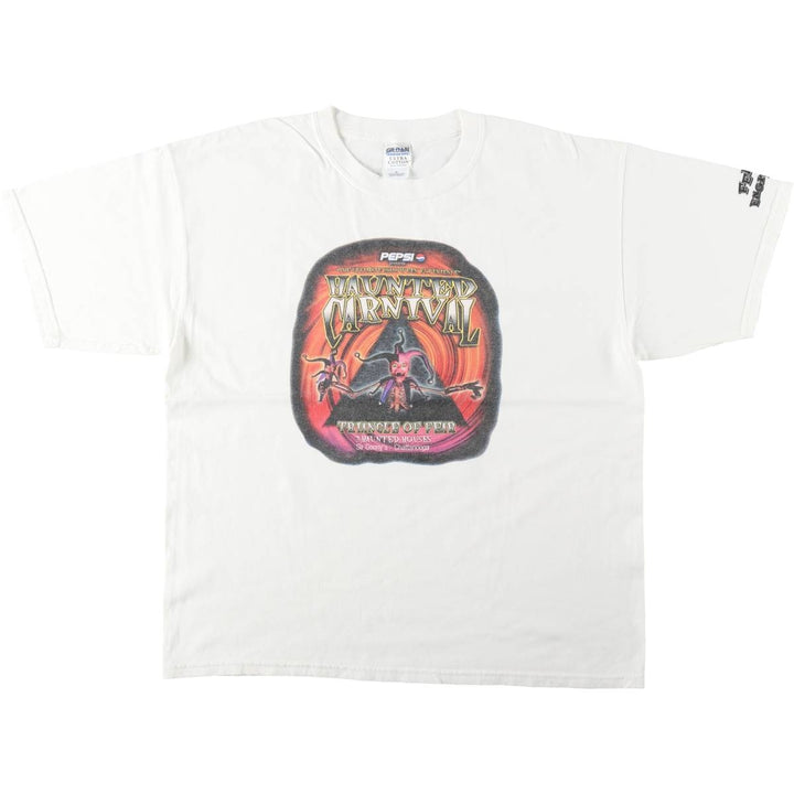 Gildan Sir Goony's Haunted Carnival Pepsi Print T-Shirt (Men's XL equivalent) cotton white type Vintage Second Hand