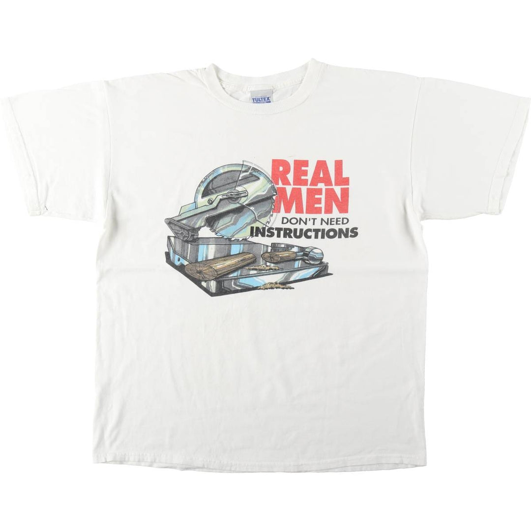 90'S Tultex Message Print T-Shirt, Men's XL, Vintage cotton white type Vintage Second Hand