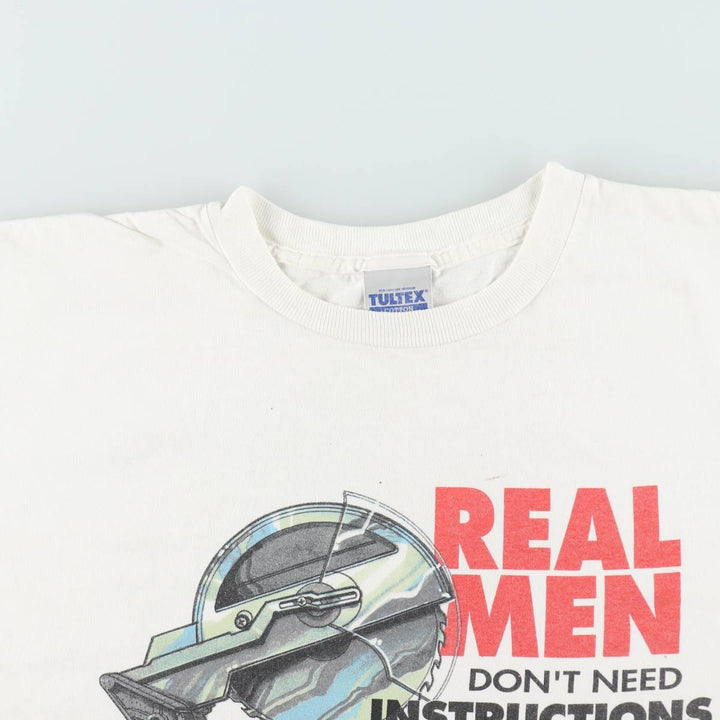 90'S Tultex Message Print T-Shirt, Men's XL, Vintage cotton white type Vintage Second Hand