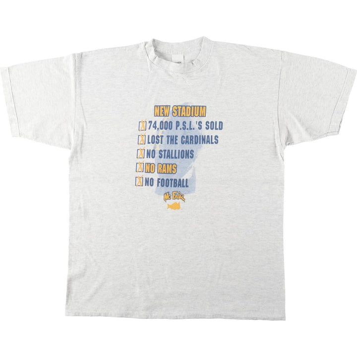 Bigger Catch Message Print T-Shirt, Made in USA, Men's Size XL (approx.) cotton gray type Vintage Second Hand