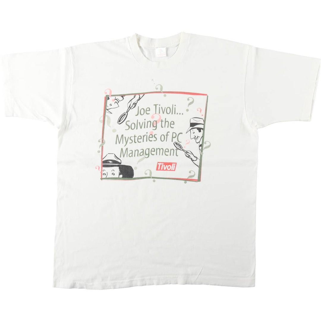 90'S Fruit of the Loom Tivoli Systems Advertising T-Shirt, Men's XL equivalent, Vintage unclear white type Vintage Second Hand