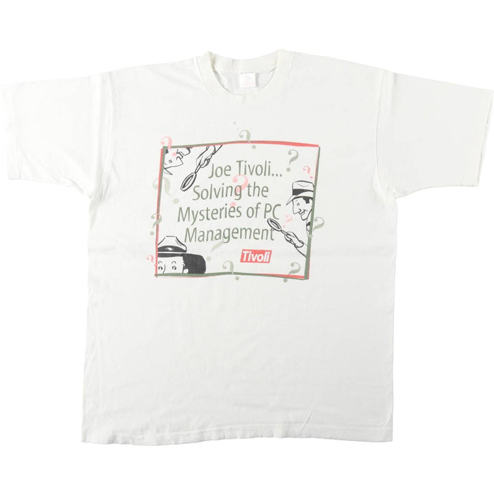 90'S Fruit of the Loom Tivoli Systems Advertising T-Shirt, Men's XL equivalent, Vintage unclear white type Vintage Second Hand