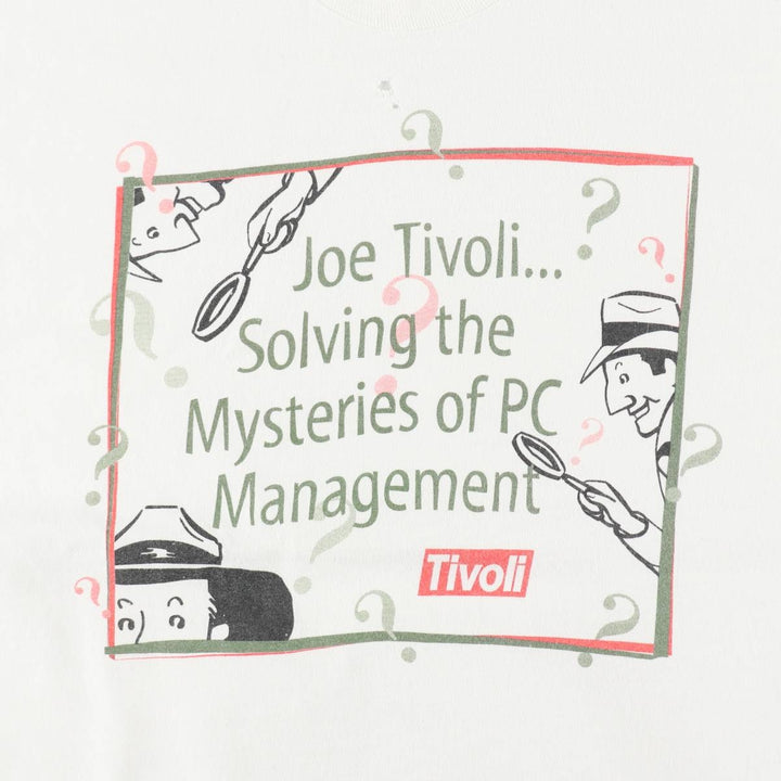 90'S Fruit of the Loom Tivoli Systems Advertising T-Shirt, Men's XL equivalent, Vintage unclear white type Vintage Second Hand
