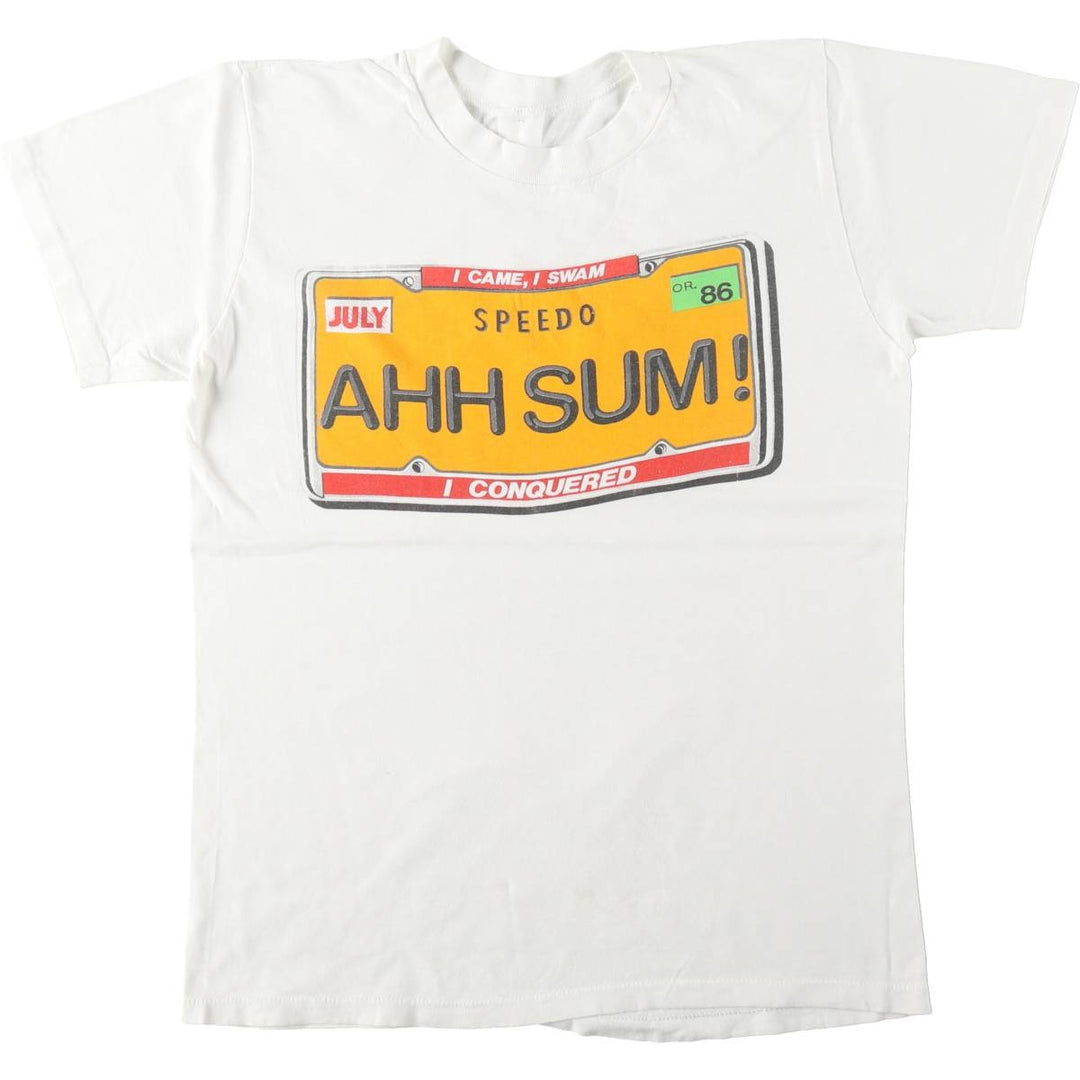 ~90'S parody print T-shirt, men's size S equivalent, vintage. unclear white type Vintage Second Hand