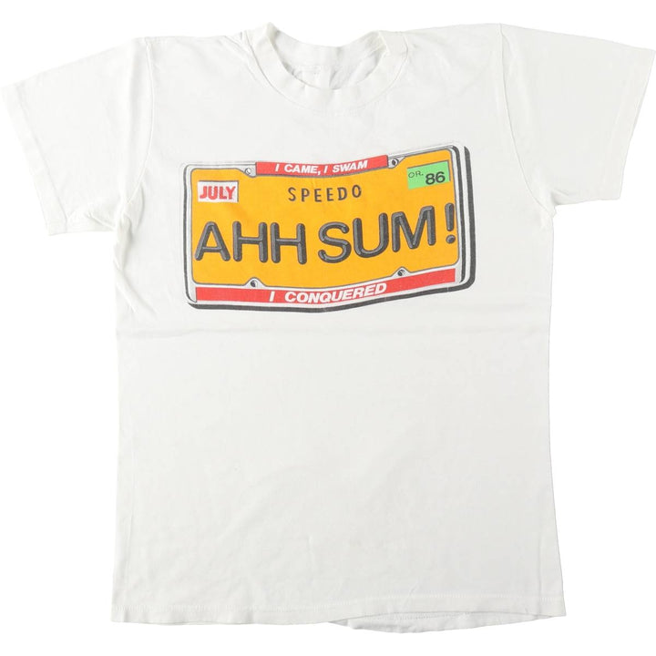 ~90'S parody print T-shirt, men's size S equivalent, vintage. unclear white type Vintage Second Hand