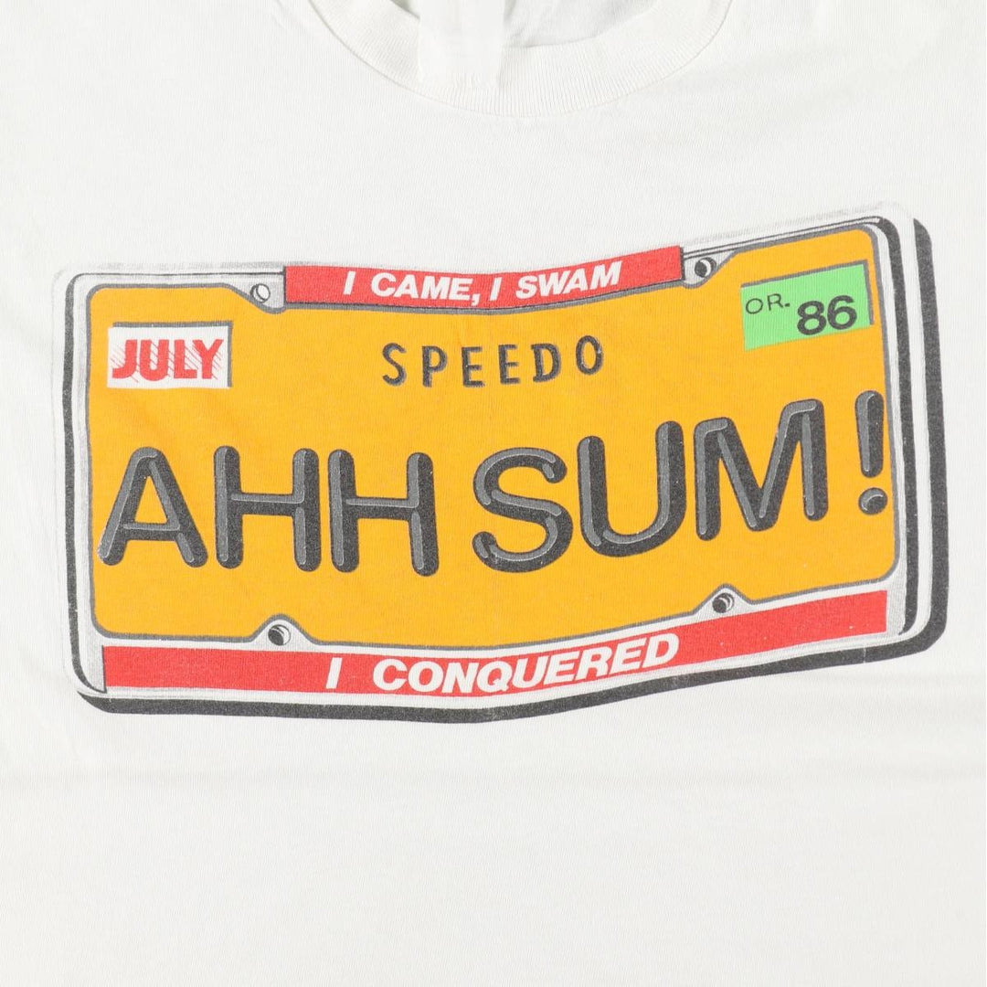 ~90'S parody print T-shirt, men's size S equivalent, vintage. unclear white type Vintage Second Hand