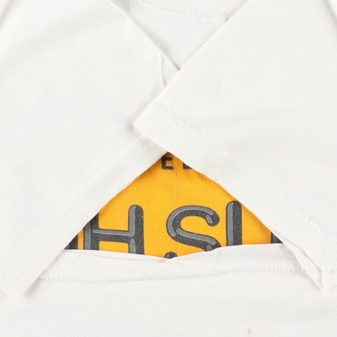 ~90'S parody print T-shirt, men's size S equivalent, vintage. unclear white type Vintage Second Hand