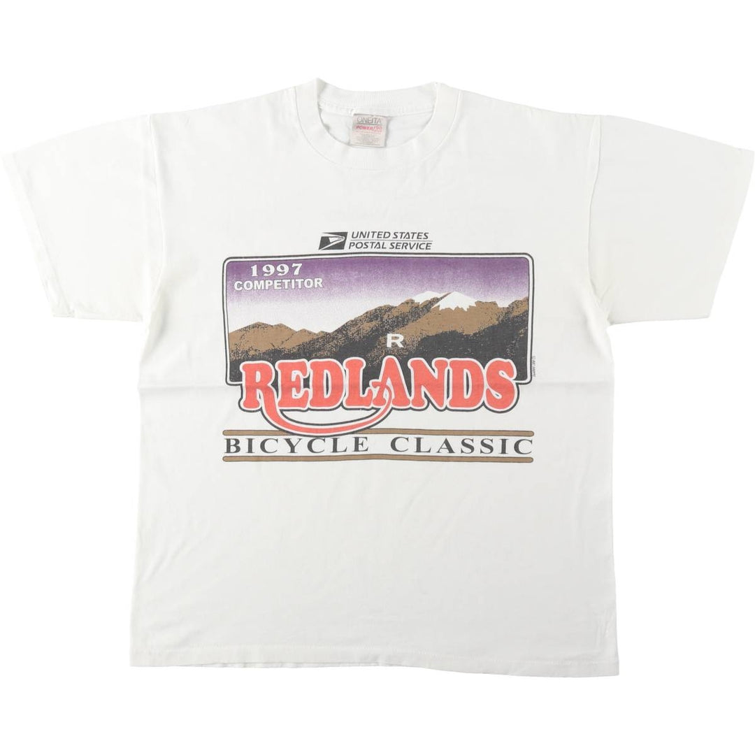 90'S ONEITA Advertising Print T-Shirt, Made in USA, Men's Size L (Equivalent), Vintage cotton white type Vintage Second Hand