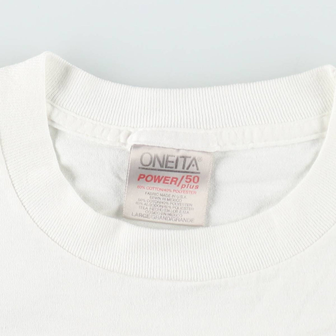 90'S ONEITA Advertising Print T-Shirt, Made in USA, Men's Size L (Equivalent), Vintage cotton white type Vintage Second Hand