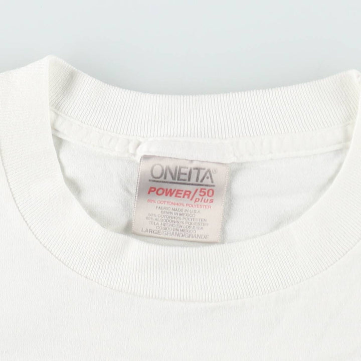 90'S ONEITA Advertising Print T-Shirt, Made in USA, Men's Size L (Equivalent), Vintage cotton white type Vintage Second Hand