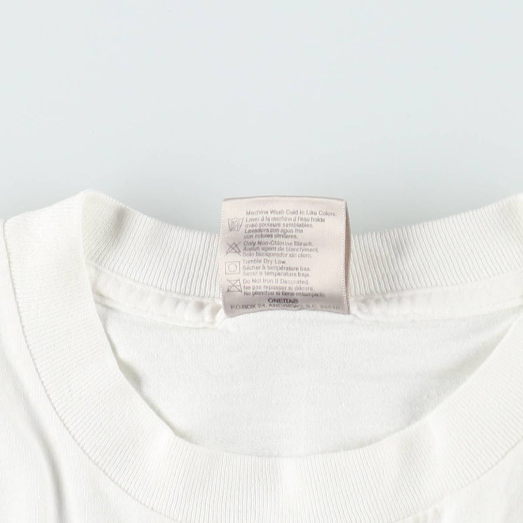 90'S ONEITA Advertising Print T-Shirt, Made in USA, Men's Size L (Equivalent), Vintage cotton white type Vintage Second Hand