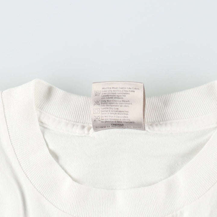 90'S ONEITA Advertising Print T-Shirt, Made in USA, Men's Size L (Equivalent), Vintage cotton white type Vintage Second Hand