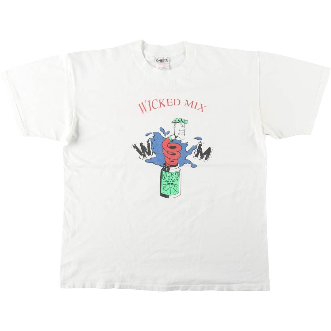 90'S ONEITA Print T-Shirt, Men's XL (approx.) cotton white type Vintage Second Hand