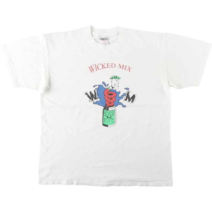 90'S ONEITA Print T-Shirt, Men's XL (approx.) cotton white type Vintage Second Hand