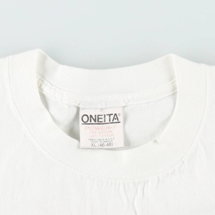 90'S ONEITA Print T-Shirt, Men's XL (approx.) cotton white type Vintage Second Hand