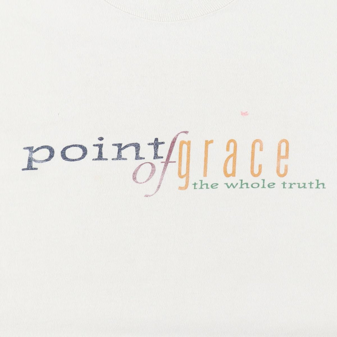 90'S Fruit of the Loom Point of Grace Band T-shirt, Made in USA, Men's Size L (approx.), Vintage cotton white type Vintage Second Hand
