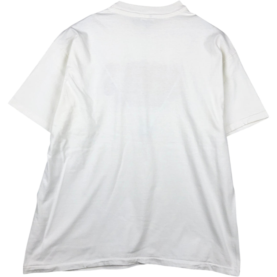1980'S Hanes BEEFY-T Blue Tag Advertising T-Shirt, Made in USA, Men's XL equivalent, Vintage cotton white type Vintage Second Hand