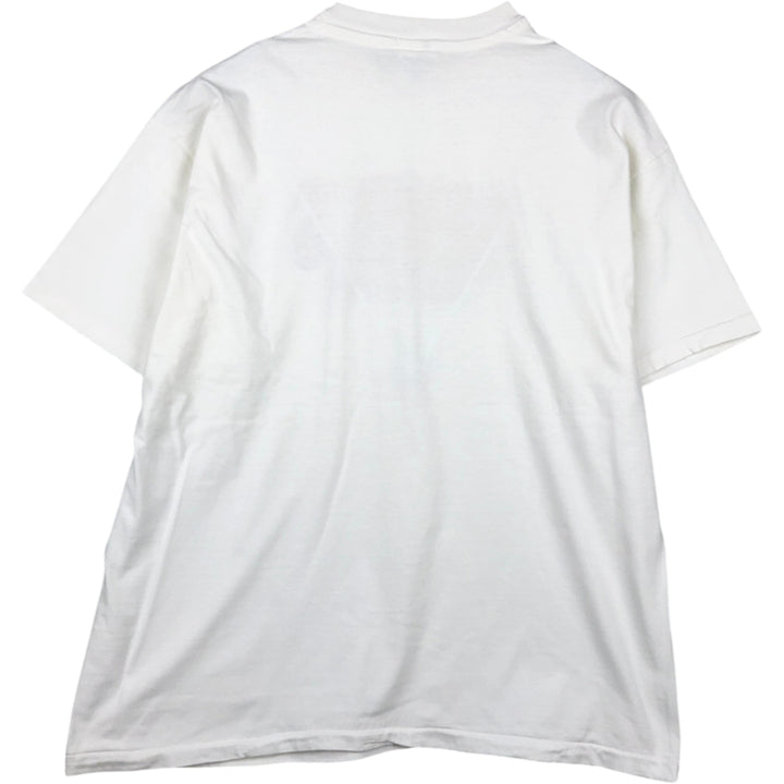 1980'S Hanes BEEFY-T Blue Tag Advertising T-Shirt, Made in USA, Men's XL equivalent, Vintage cotton white type Vintage Second Hand