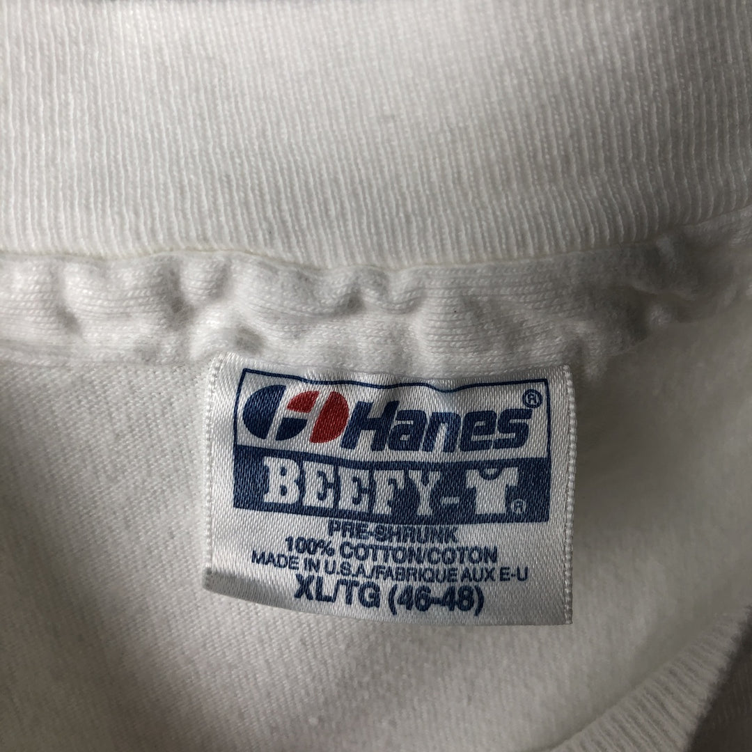 1980'S Hanes BEEFY-T Blue Tag Advertising T-Shirt, Made in USA, Men's XL equivalent, Vintage cotton white type Vintage Second Hand