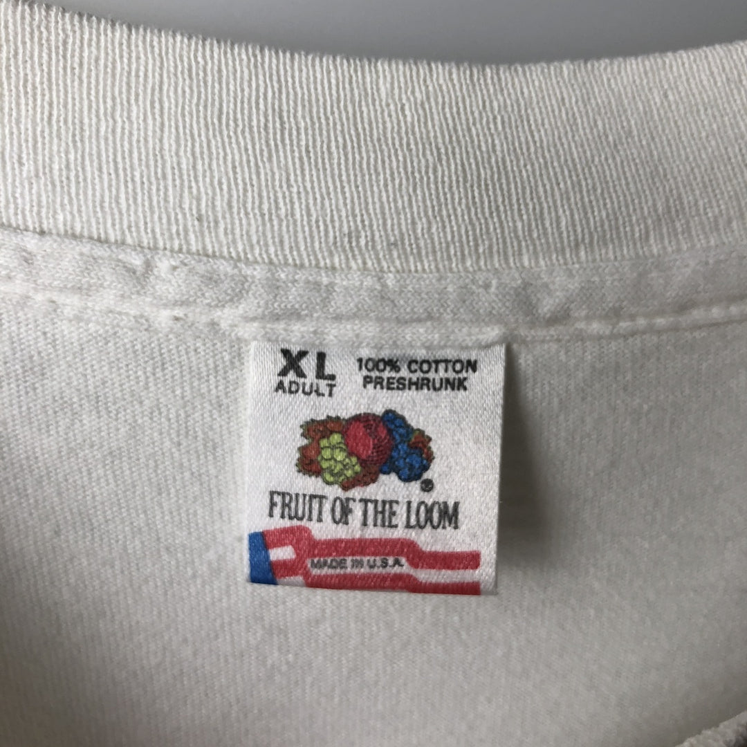 90'S Fruit of the Loom printed T-shirt, made in the USA, men's XL size, vintage cotton white type Vintage Second Hand