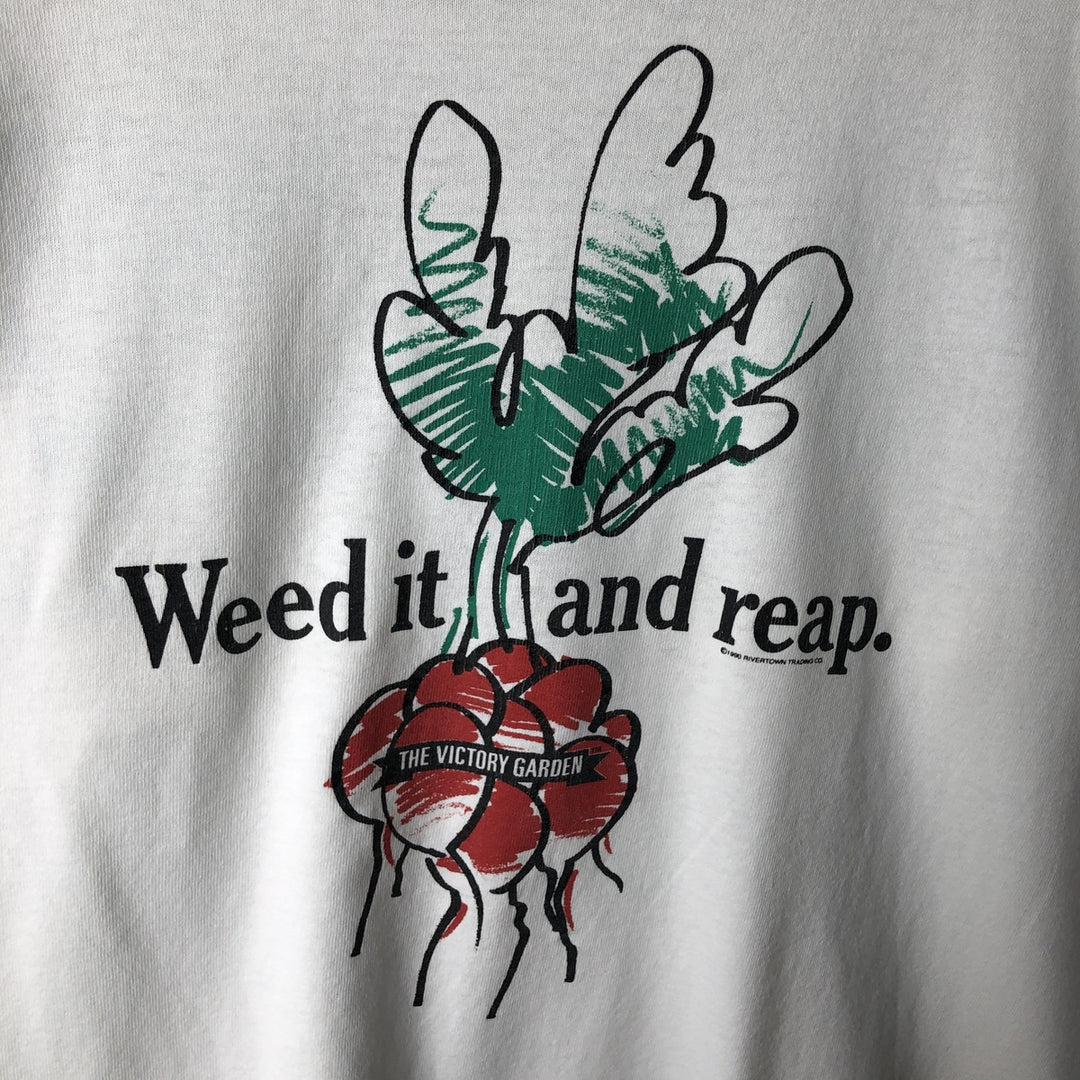 90'S Fruit of the Loom printed T-shirt, made in the USA, men's XL size, vintage cotton white type Vintage Second Hand