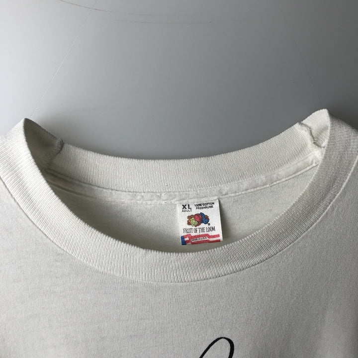 90'S Fruit of the Loom printed T-shirt, made in the USA, men's XL size, vintage cotton white type Vintage Second Hand
