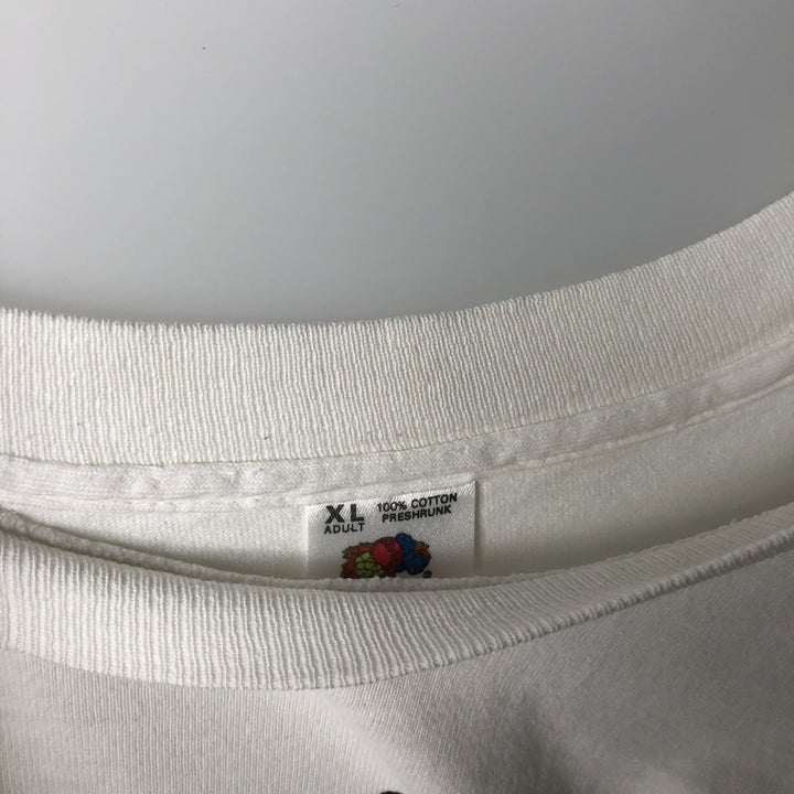 90'S Fruit of the Loom printed T-shirt, made in the USA, men's XL size, vintage cotton white type Vintage Second Hand