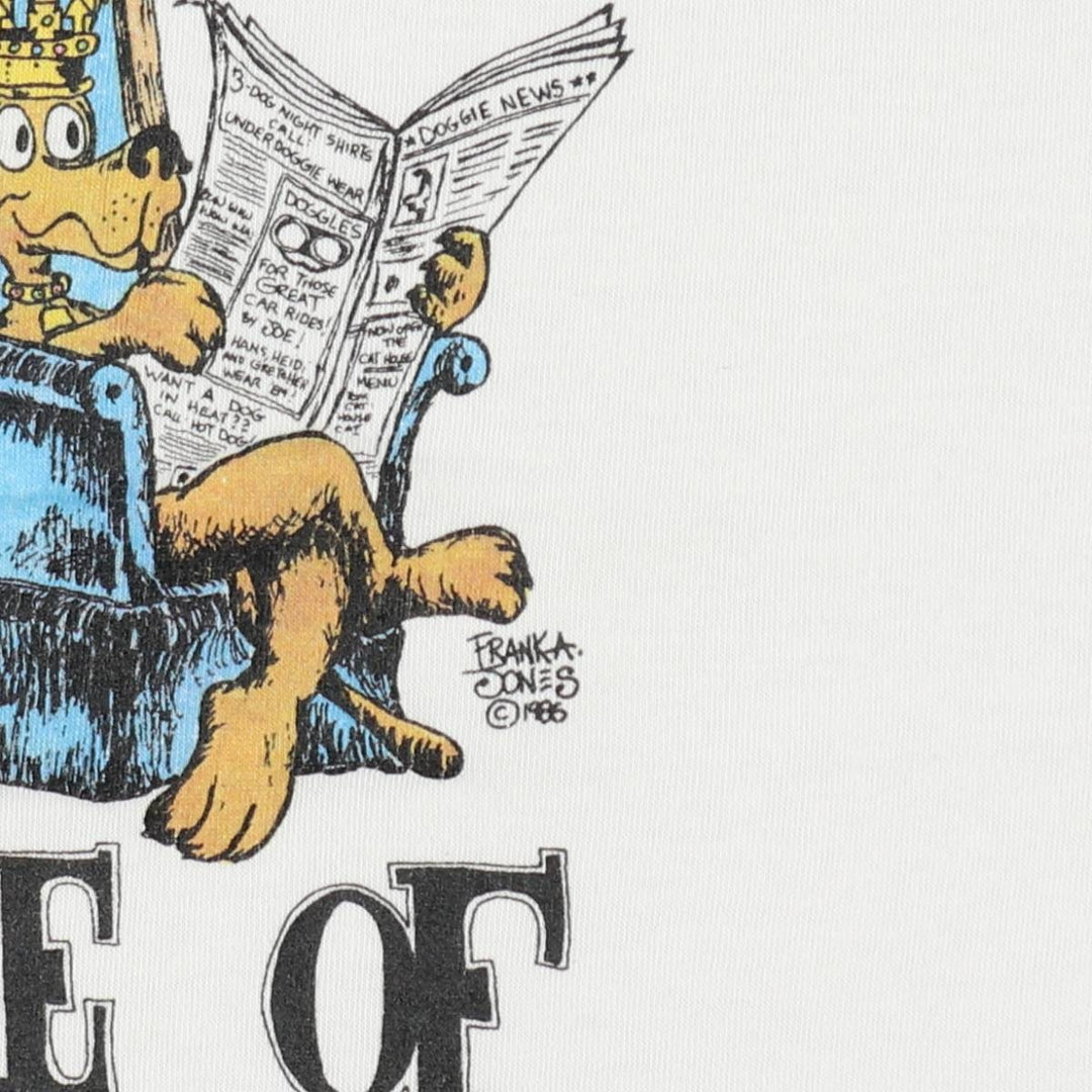 80s-90'S Tect Dog Print Message T-Shirt, Made in USA, Men's Size L (Equivalent), Vintage polyester white type Vintage Second Hand