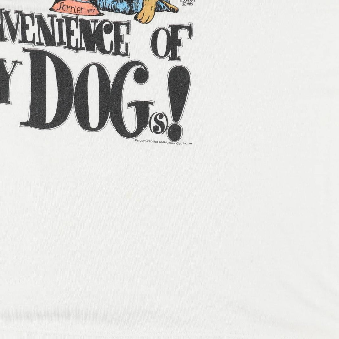 80s-90'S Tect Dog Print Message T-Shirt, Made in USA, Men's Size L (Equivalent), Vintage polyester white type Vintage Second Hand