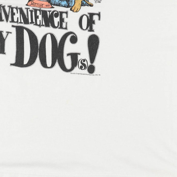 80s-90'S Tect Dog Print Message T-Shirt, Made in USA, Men's Size L (Equivalent), Vintage polyester white type Vintage Second Hand