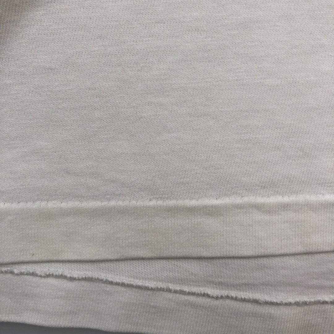 Vintage 80'S Hanes BEEFY-T Blue Tag Printed T-Shirt Made in USA Men's Size L cotton white type Vintage Second Hand